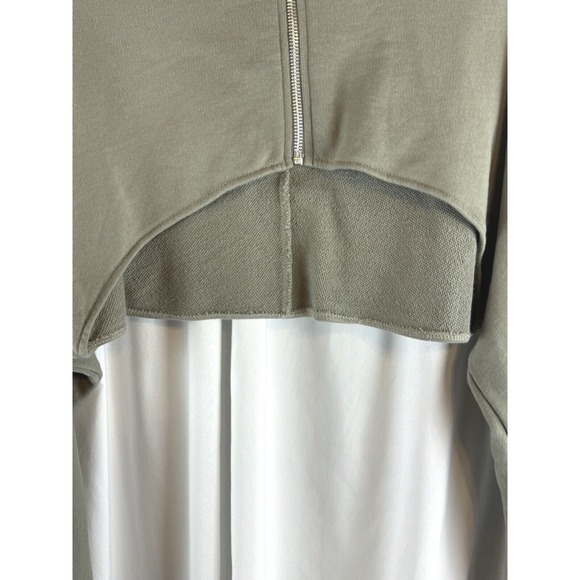 Zara Cropped Olive Green Half Zip Mock Neck Long Sleeve Top Bolero Shrug 68-47 - Picture 10 of 15